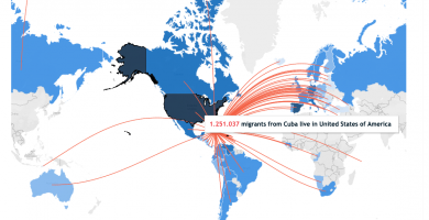 Migración en Cuba en el mapa de paises donde viven los cubanos en el mundo