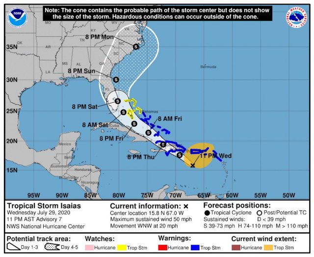 a partir de este viernes, en Cuba pueden comenzar a sentirse los efectos de la tormenta tropical Isaías